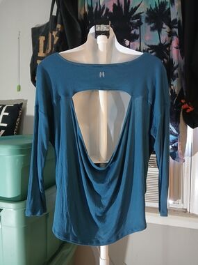 Victoria's Secret Teal Open-Drape Back 3/4 Sleeve Top Loungewear Casual Everyday